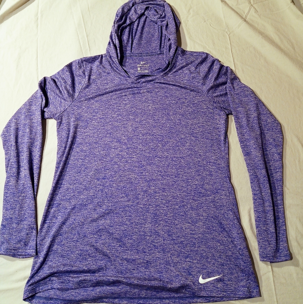 Nike Dri-Fit Purple Heather Hooded Longsleeve, Size Medium